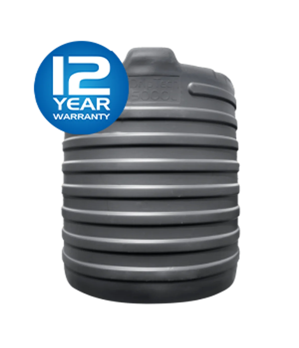 DripTech 5000L Jumbo water tank with a 12-year warranty
