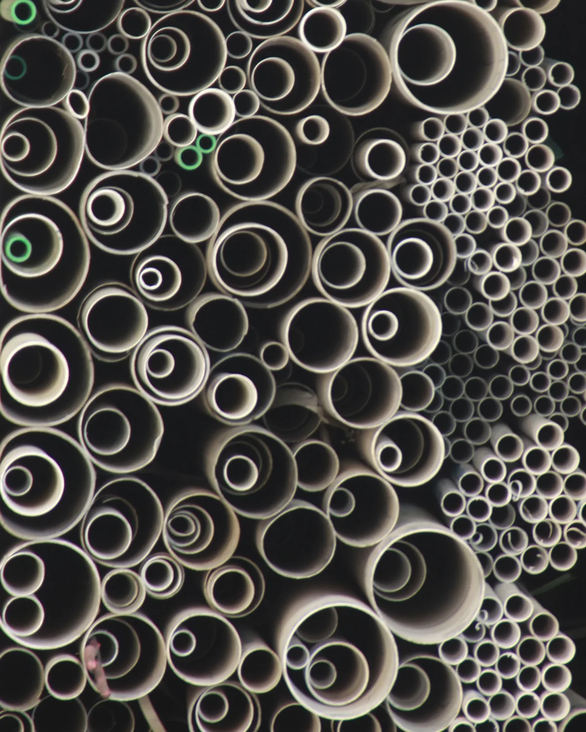 Stacked PVC pipes